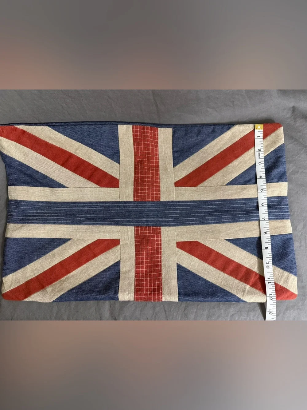 Vintage Denim Union Jack Pillow Cover 12”x 20”